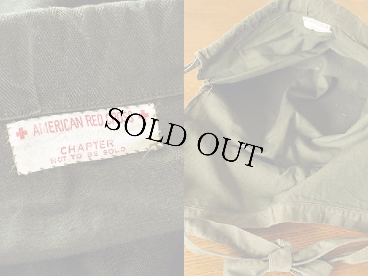 画像3: 40s AMERICAN RED CROSS HBT ヘリンボーンツイル エプロン バッグ オリーブ (3)