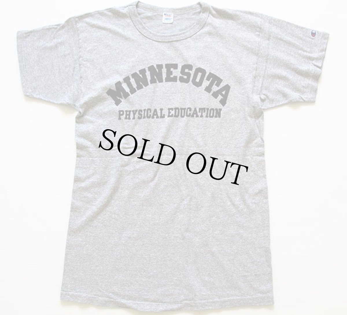 画像2: 80s USA製 Championチャンピオン MINNESOTA 染み込みプリント 88/12 Tシャツ 杢グレー L (2)