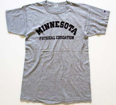 画像2: 80s USA製 Championチャンピオン MINNESOTA 染み込みプリント 88/12 Tシャツ 杢グレー L (2)