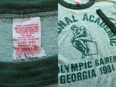 画像3: 80s USA製 NATIONAL ACADEMIC リンガーTシャツ 杢グリーン L (3)
