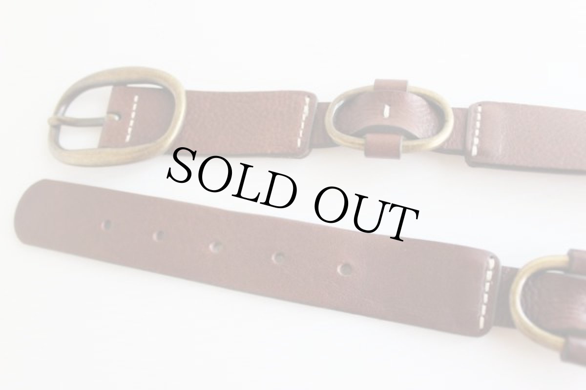 画像2: イタリア製 EddieBauerエディーバウアー レザーベルト 茶 M★547 (2)