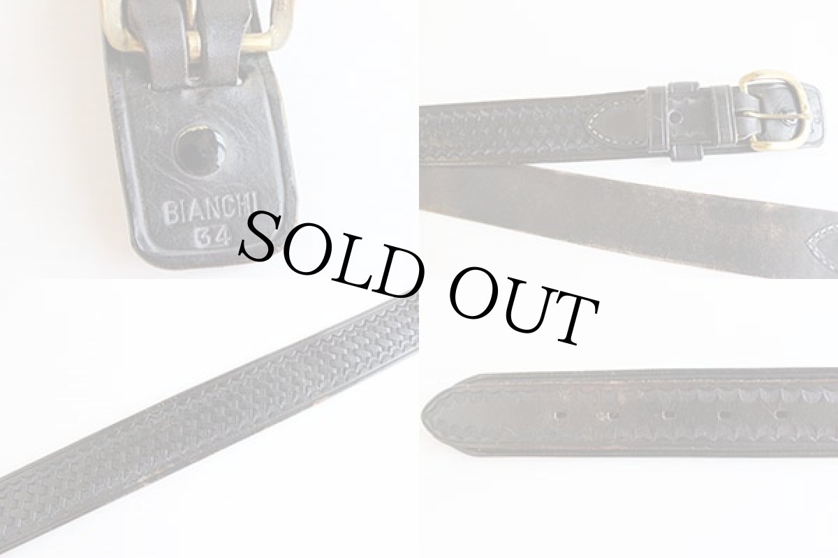 画像3: BIANCHIビアンキ バスケット柄 レザーベルト 黒 34★716 (3)