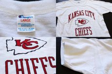 画像4: 80s USA製 Championチャンピオン NFL KANSAS CITY CHIEFS 染み込みプリント コットンTシャツ 白 L (4)