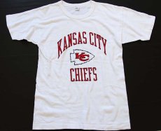 画像2: 80s USA製 Championチャンピオン NFL KANSAS CITY CHIEFS 染み込みプリント コットンTシャツ 白 L (2)