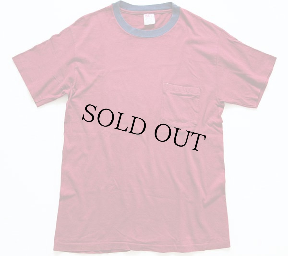 画像2: 90s Hanes ツートン コットン ポケットTシャツ バーガンディ M (2)