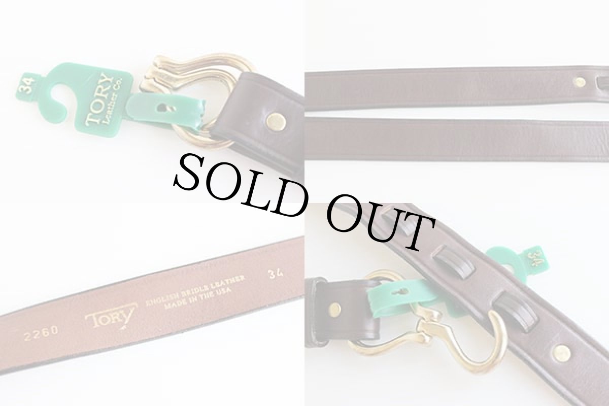 画像3: 未使用★USA製 TORY ブライドルレザー ベルト 焦げ茶 34★635 (3)