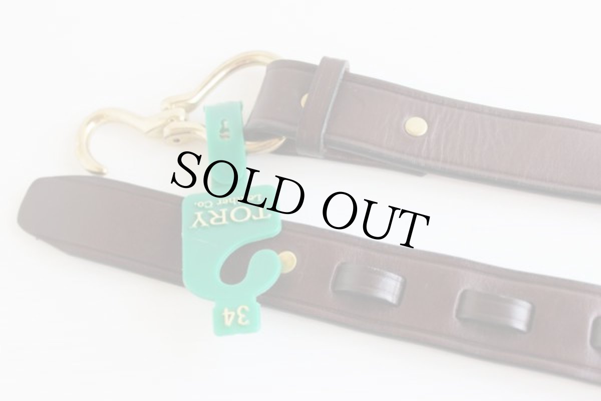 画像2: 未使用★USA製 TORY ブライドルレザー ベルト 焦げ茶 34★635 (2)