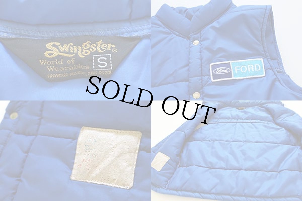 画像3: 70s Swingster FORDフォード パッチ付き 中綿入り レーシングベスト 青 S (3)