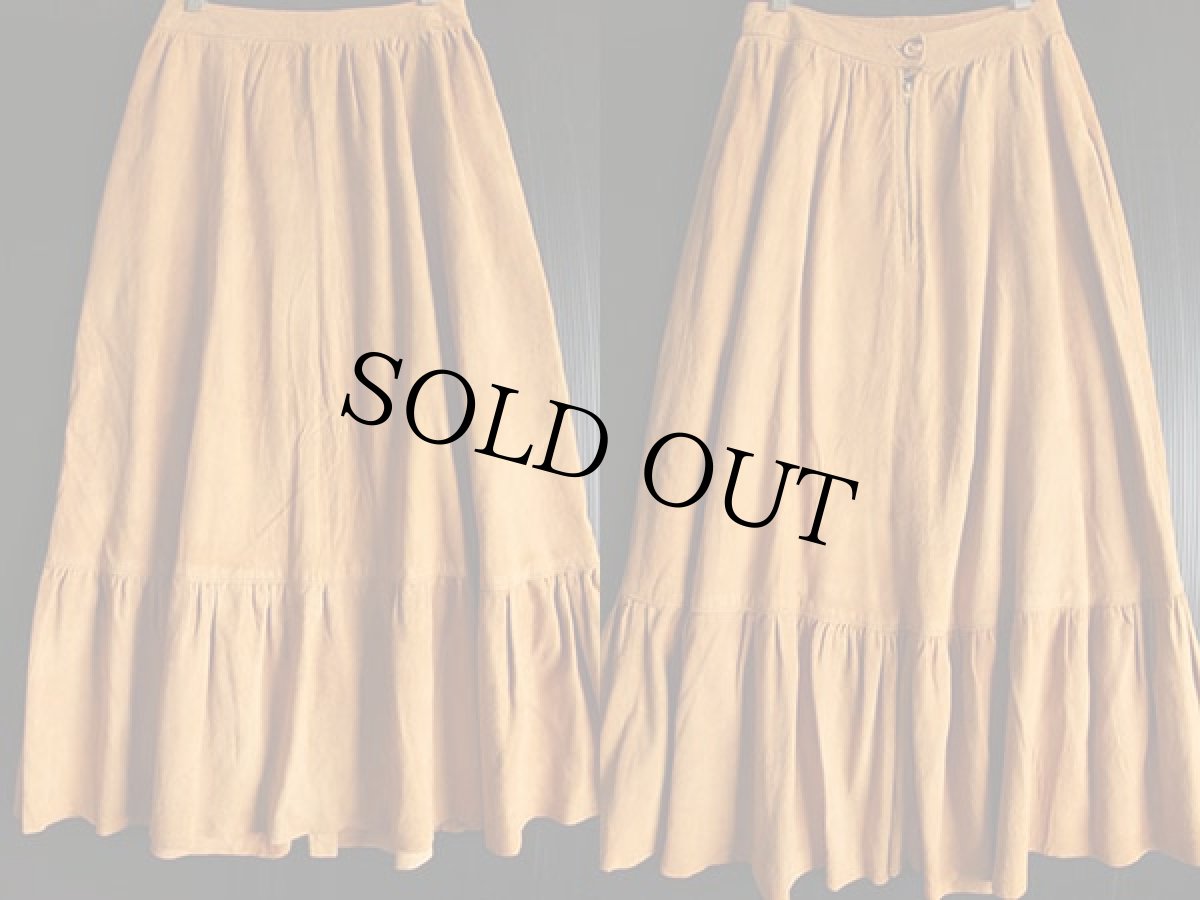 画像2: ビンテージ Carla ディアスキンレザー フレアスカート 茶 6 (2)