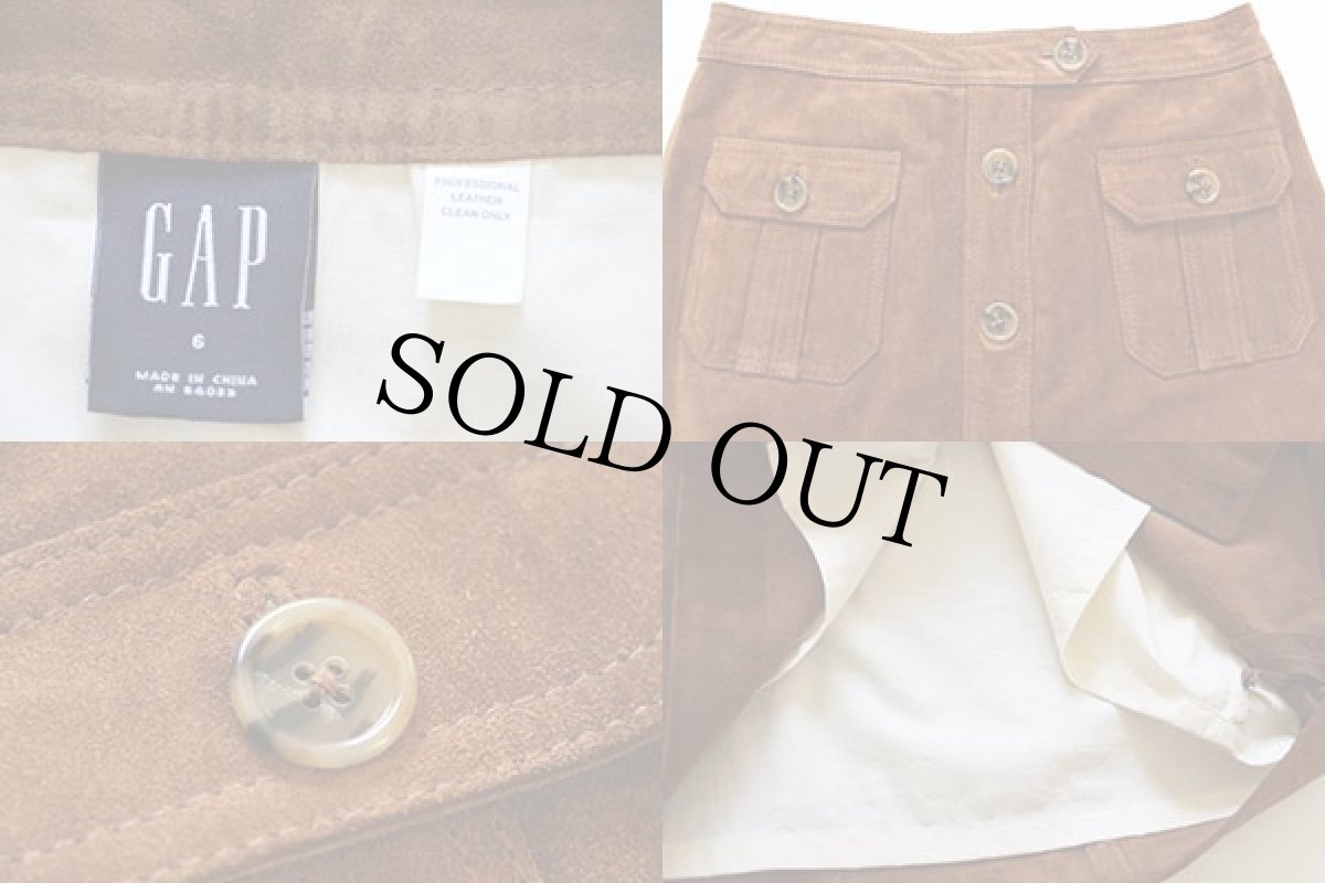 画像3: GAPギャップ スエード レザースカート 茶 6 (3)