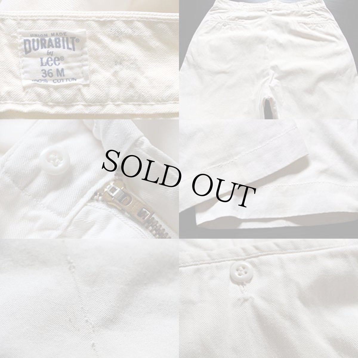 画像3: 60s Leeリー DURABILT コットン ワークパンツ白36 (3)