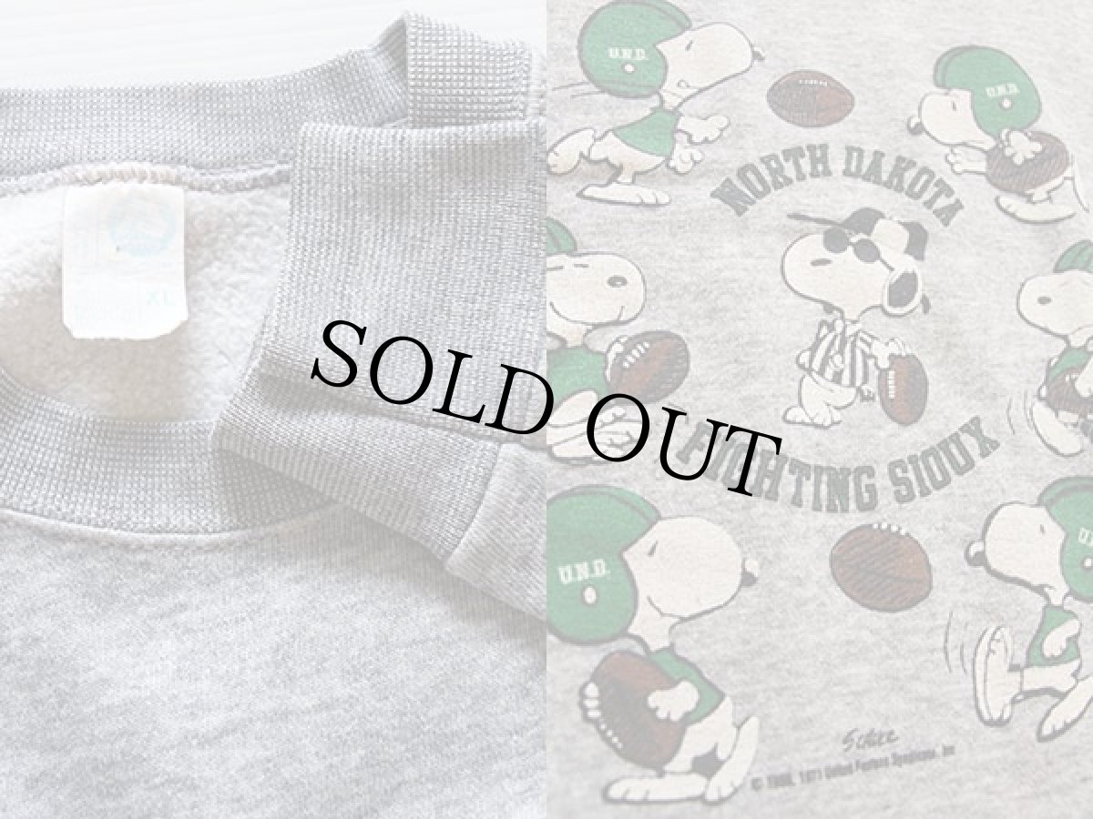 画像3: 80s USA製 ARTEX U.N.D. スヌーピー フットボール スウェット 杢グレー XL (3)