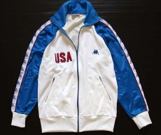 画像1: 80s イタリア製 Kappaカッパ USA ハイネック トラックジャケット 白×青★ジャージ (1)