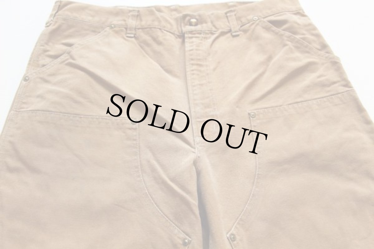 画像2: 80s carharttカーハート ダック地 ダブルニー ペインターパンツ 茶 w36 (2)