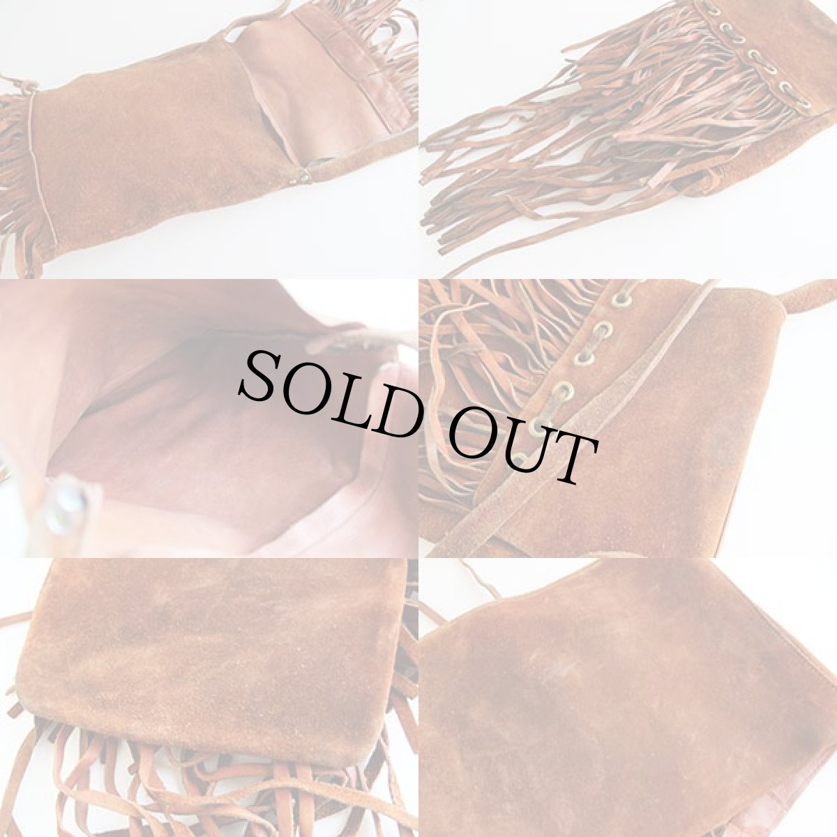 画像3: 70s フリンジ スエードレザー ショルダーバッグ 茶 (3)