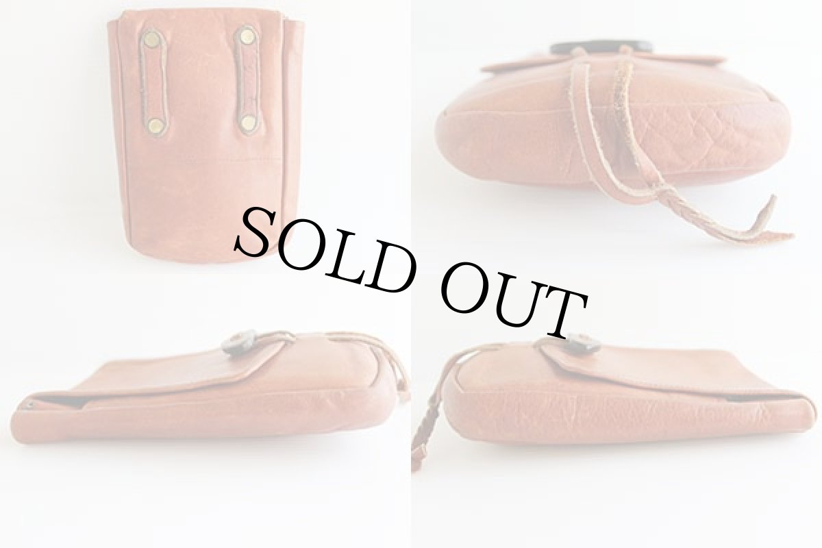 画像2: ビンテージ レザー ポーチ 茶 (2)