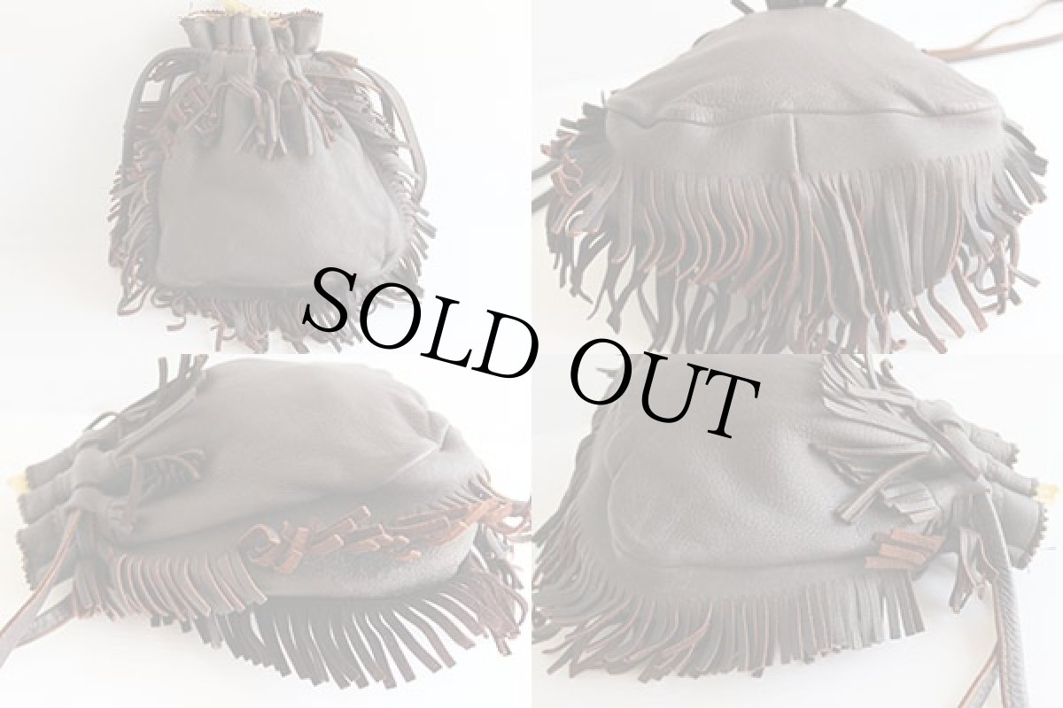 画像2: ビンテージ Deer Wear フリンジ ディアスキン レザーポーチ (2)