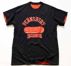 画像1: 80s PENNSBURY三段中抜き リバーシブルTシャツ 黒×オレンジ (1)