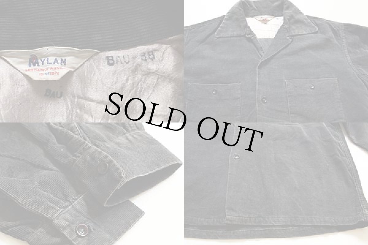 画像3: 50s MYLAN コーデュロイシャツ 黒 M (3)