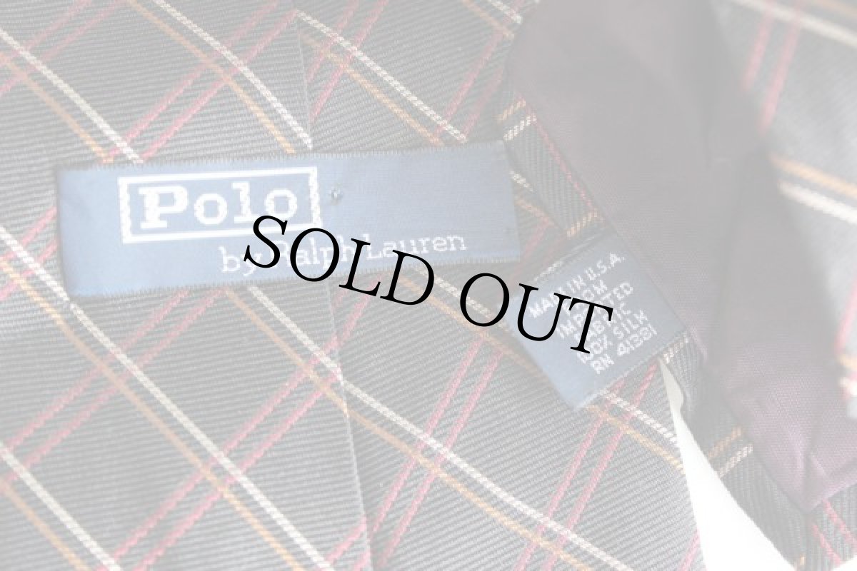 画像3: 80s USA製 ポロ ラルフローレン 格子柄 シルク ネクタイ (3)