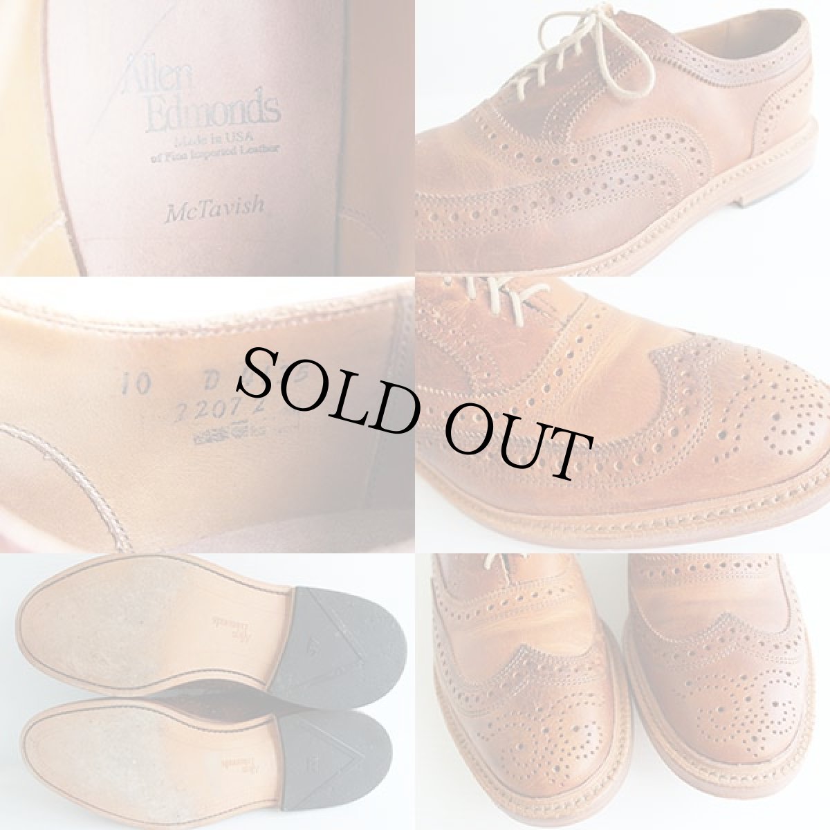 画像3: USA製 Allen Edmondsアレンエドモンズ ウイングチップ レザーシューズ 茶 10D★革靴 (3)