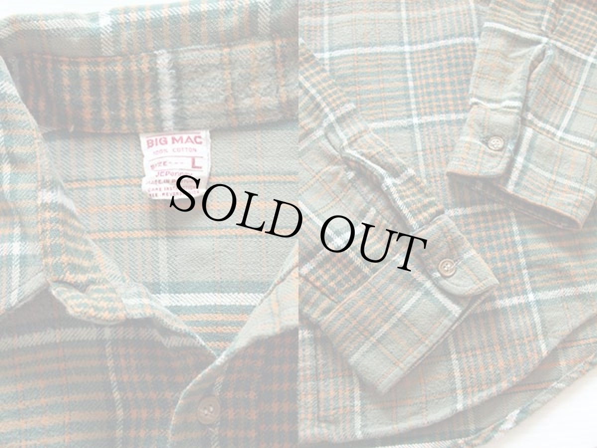 画像3: 70s JCPenney BIGMACビッグマック チェック コットン フランネルシャツ L (3)