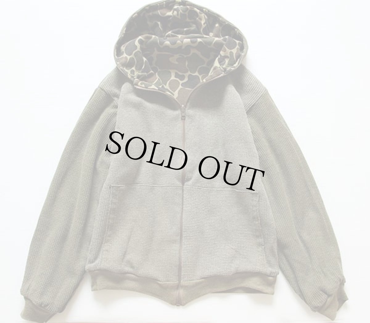 画像2: 90s USA製 RUSSELL 迷彩 リバーシブル スウェット ジップパーカー M (2)