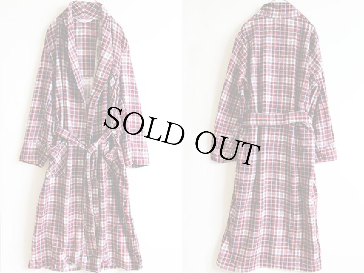 画像2: 50s PENNEY'S TOWNCRAFT チェック プリントネルガウン S (2)