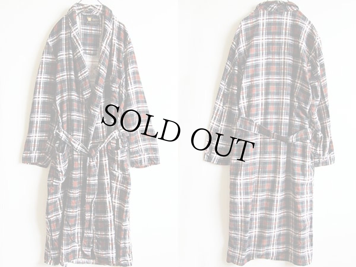 画像2: 50s PENNEY'S TOWNCRAFT チェック プリントネルガウン M (2)