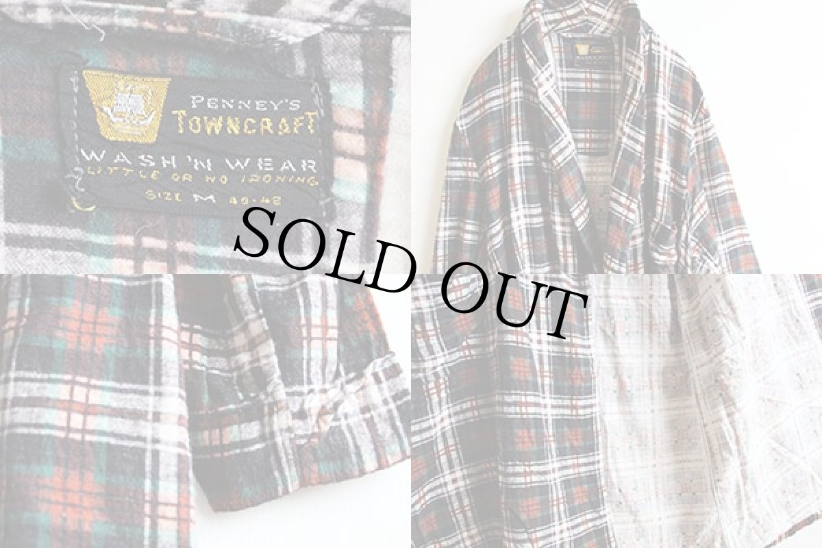 画像3: 50s PENNEY'S TOWNCRAFT チェック プリントネルガウン M (3)