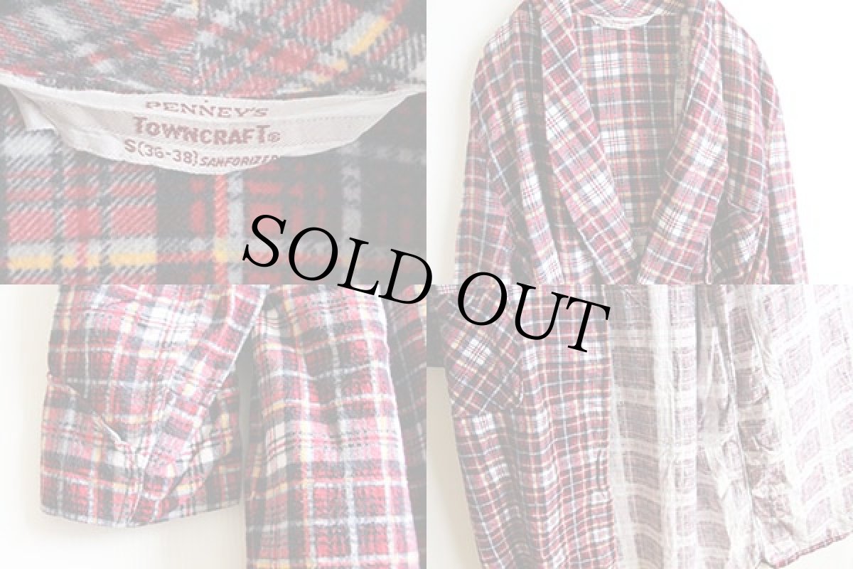 画像3: 50s PENNEY'S TOWNCRAFT チェック プリントネルガウン S (3)