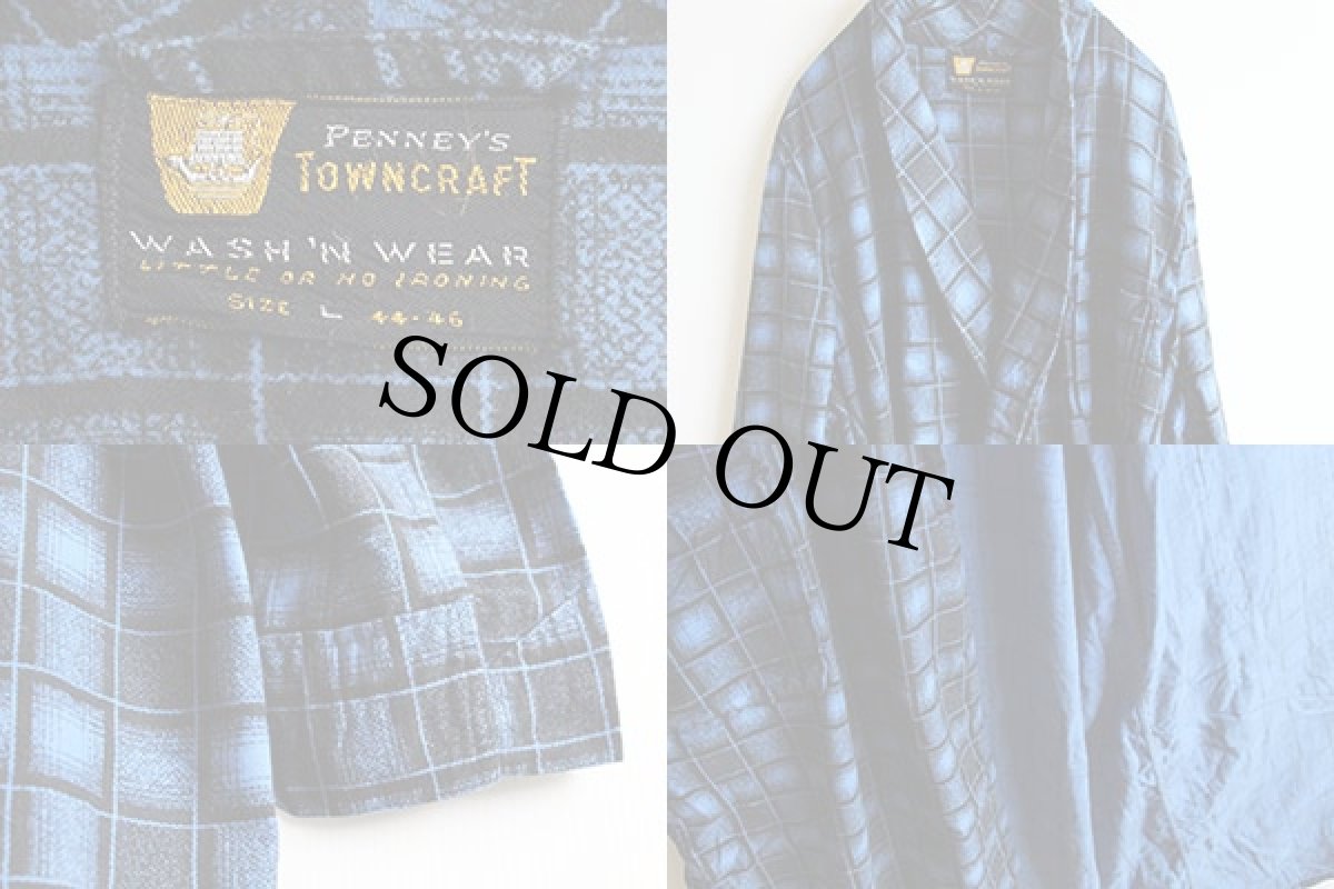 画像3: 50s PENNEY'S TOWNCRAFT チェック プリントネルガウン L (3)