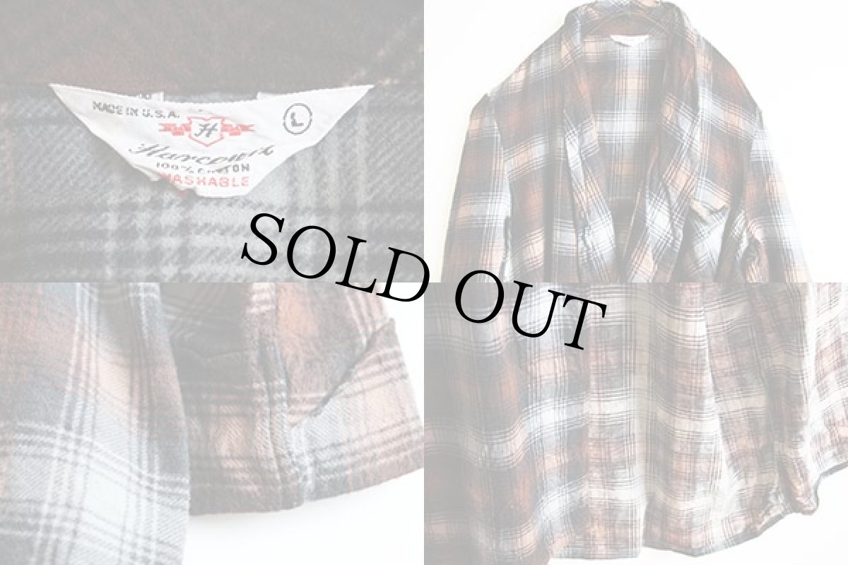 画像3: 60s USA製Harcourtチェック プリントネル ガウンL (3)