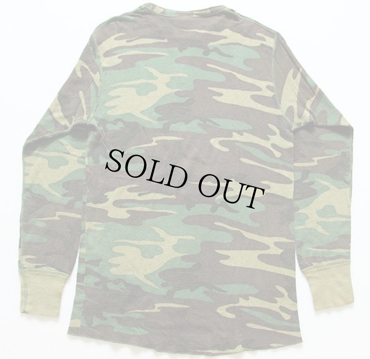 画像2: 90s USA製 duofold 迷彩 ヘンリーネック 2レイヤー アンダーシャツ L (2)