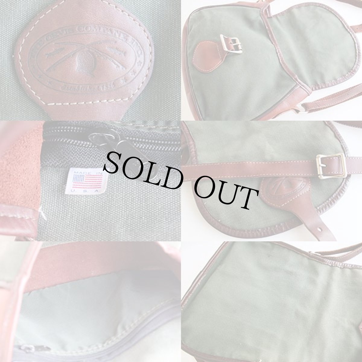 画像3: USA製 ORVISオービス キャンバス×レザー ショルダーバッグ 緑 (3)