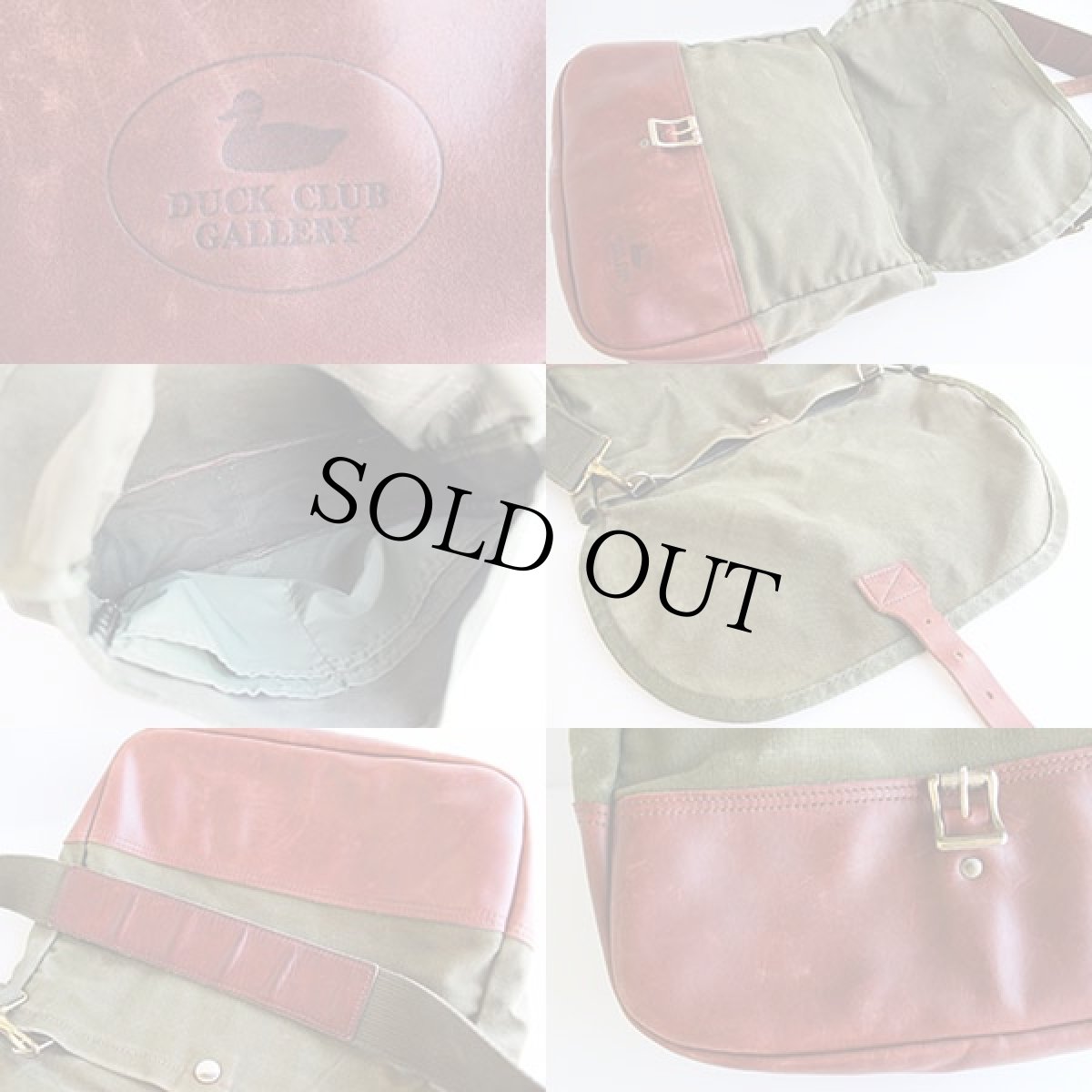 画像3: DUCK CLUB GALLERYキャンバス×レザー ショルダーバッグ 緑 (3)