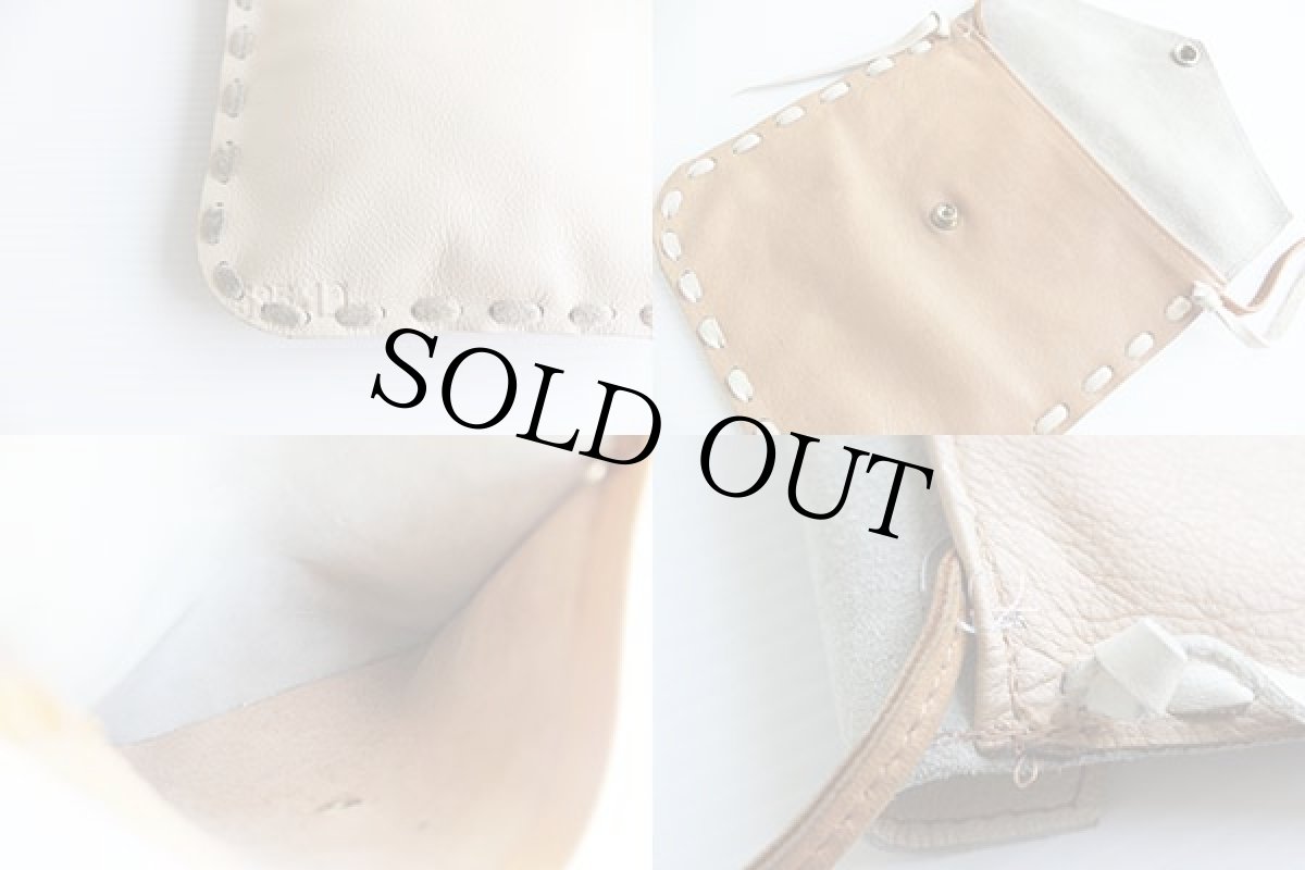 画像3: ハンドクラフト ツートン ディアスキンレザーポーチ (3)