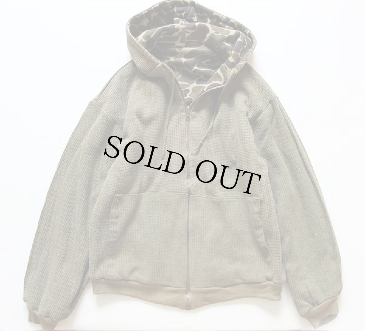 画像2: 90s USA製 RUSSELL 迷彩 リバーシブル スウェット ジップパーカー L (2)