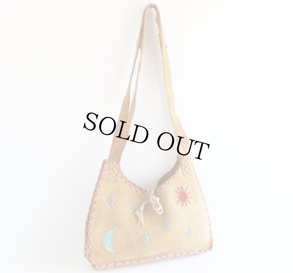 画像2: 70s ハンドクラフト 切り抜き スエードレザー ハンドバッグ (2)