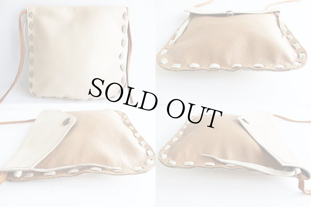 画像2: ハンドクラフト ツートン ディアスキンレザーポーチ (2)