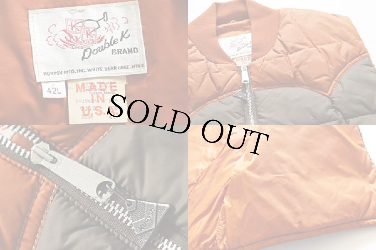 画像3: 70s USA製 Double K ツートン ヨーク切り替え 中綿ベスト 42L (3)