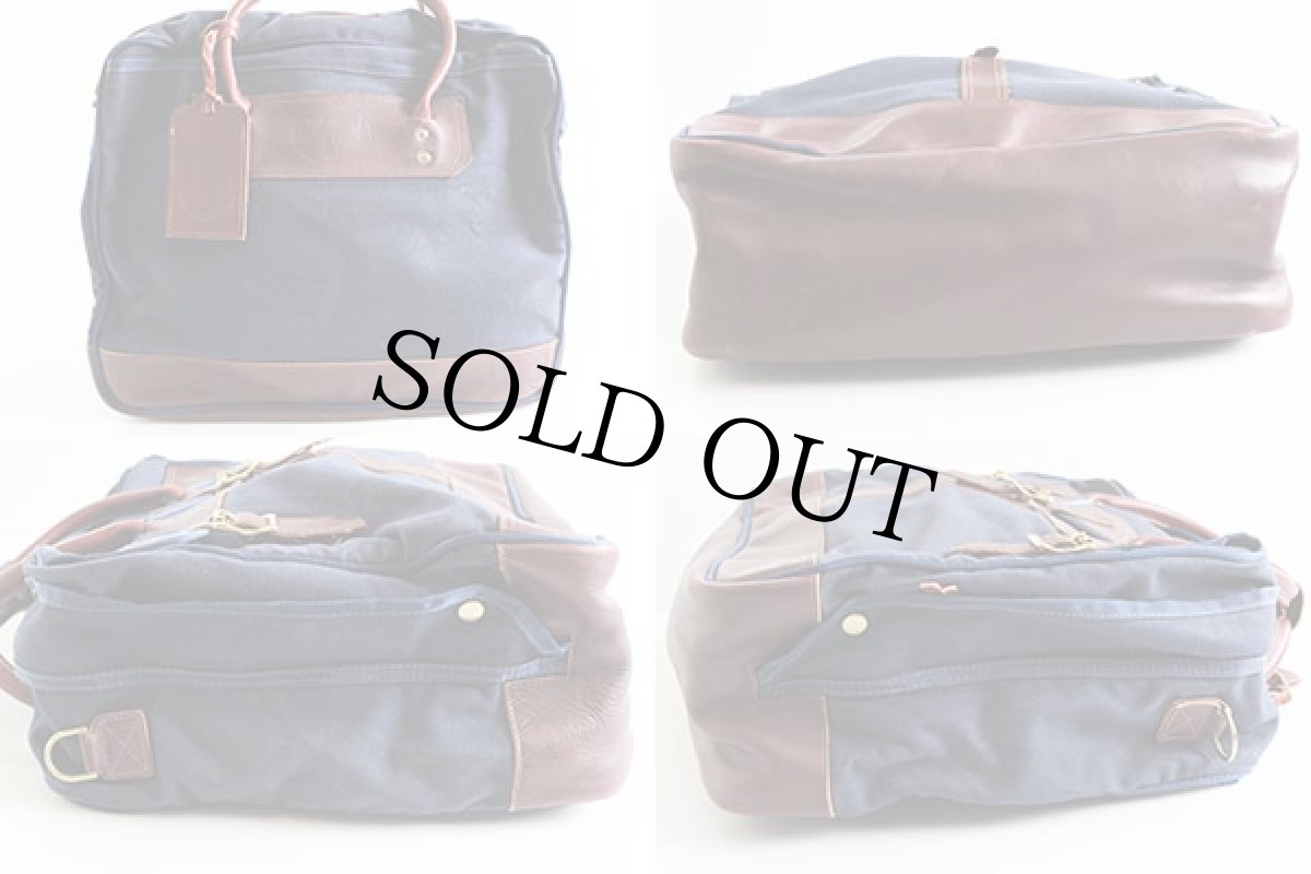 画像2: WILDERNESS PRIDE キャンバス×レザー ブリーフケース 紺 (2)