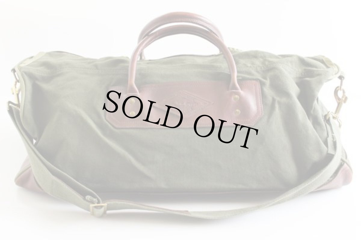 画像2: DIAMOND BLUFF キャンバス×レザー ボストンバッグ 緑 (2)