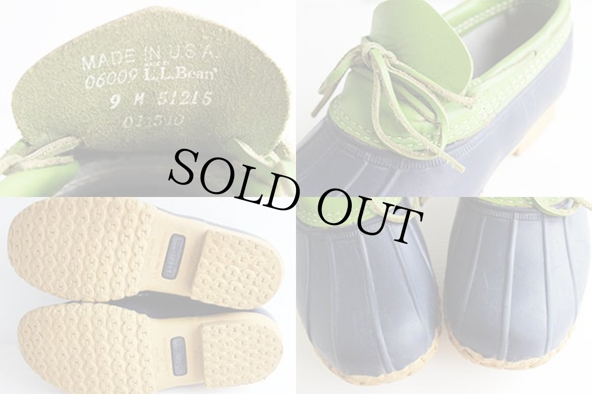 画像3: USA製 L.L.Bean ビーンブーツ ラバーモカシン 紺x黄緑 9M (3)