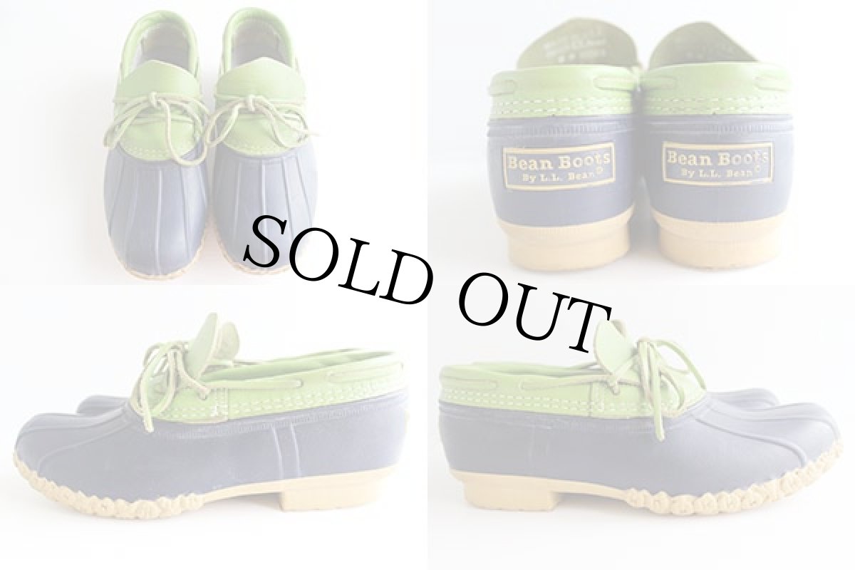 画像2: USA製 L.L.Bean ビーンブーツ ラバーモカシン 紺x黄緑 9M (2)