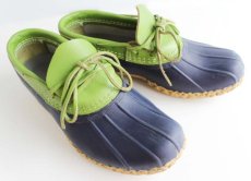 画像1: USA製 L.L.Bean ビーンブーツ ラバーモカシン 紺x黄緑 9M (1)