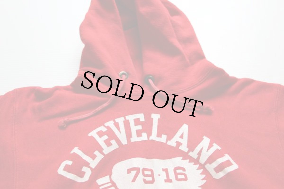 画像4: 70s USA製 Championチャンピオン 単色タグ ウイングフット 三段中抜き リバースウィーブ スウェットパーカー 赤 M (4)