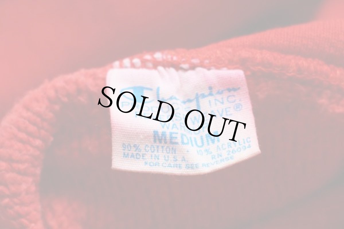 画像3: 70s USA製 Championチャンピオン 単色タグ ウイングフット 三段中抜き リバースウィーブ スウェットパーカー 赤 M (3)