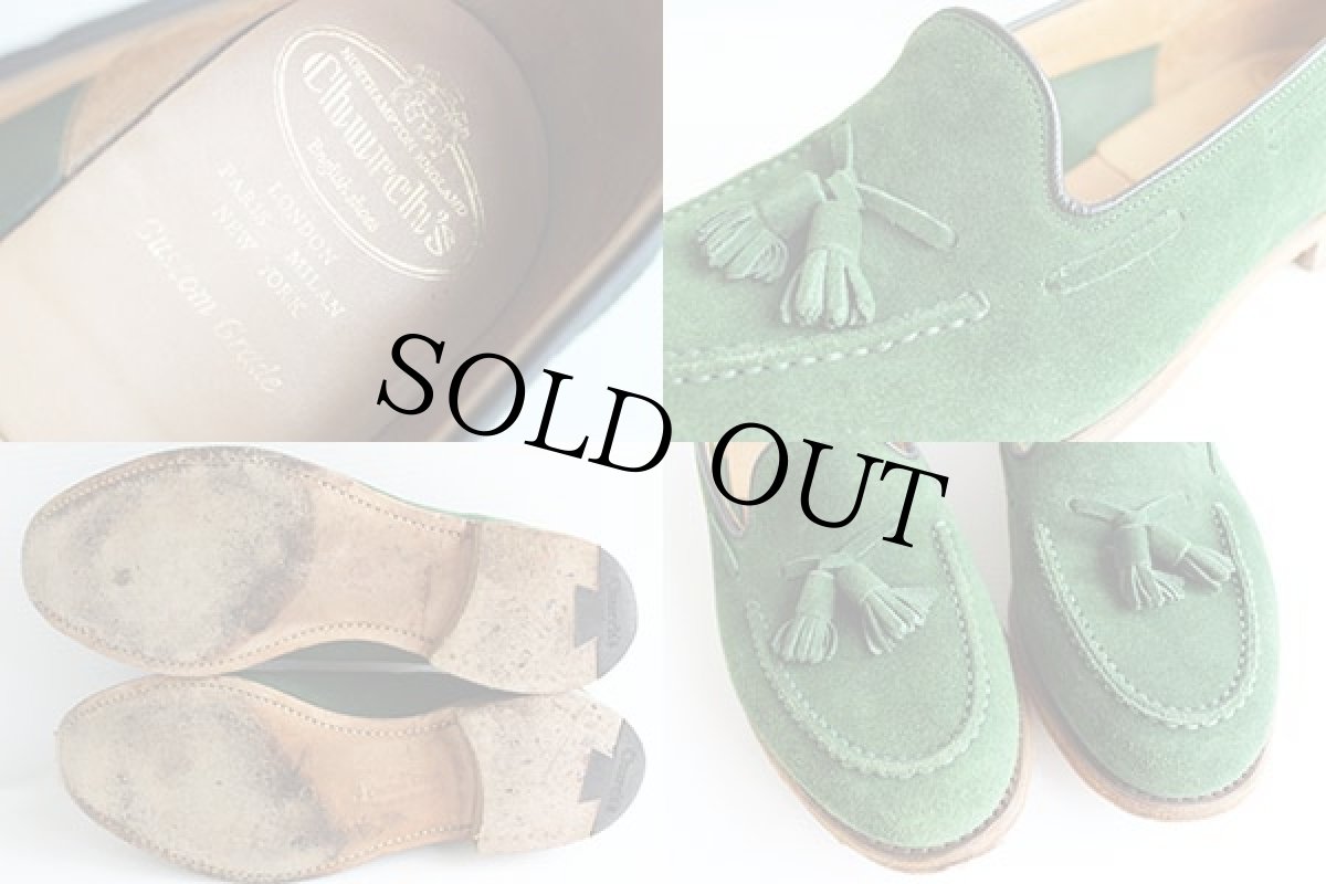 画像3: 英国製 Church's チャーチ Fosbury タッセルローファー スエード レザーシューズ 緑★革靴 (3)