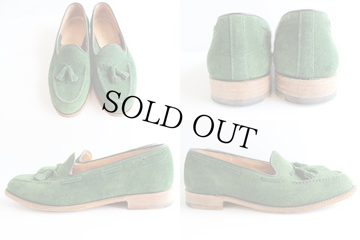 画像2: 英国製 Church's チャーチ Fosbury タッセルローファー スエード レザーシューズ 緑★革靴 (2)